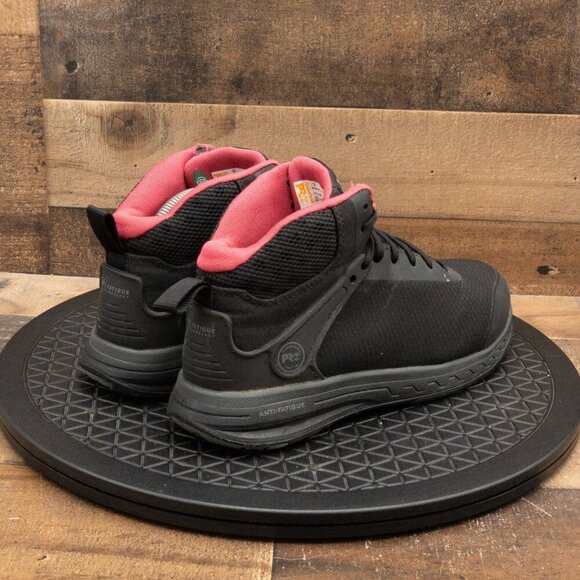 TIMBERLAND PRO DRIVE TRAIN MID COMPOSITE TOE WOMENS BOOTS BLACK PINK SIZE 9 - Picture 8 of 9